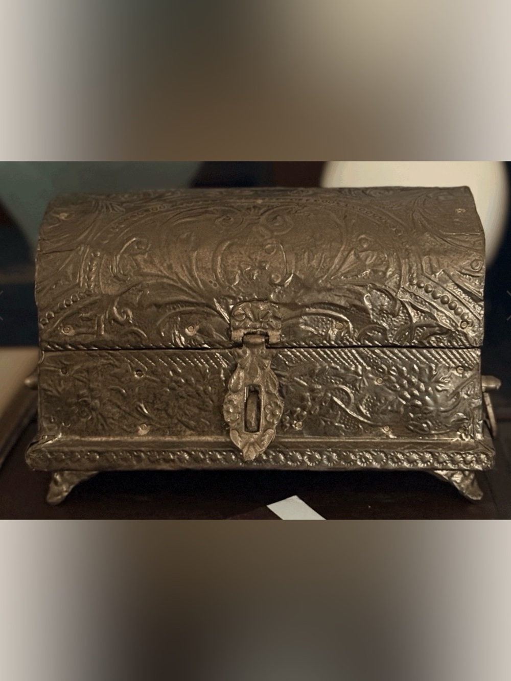 Vintage Ornate Metal Box in Antique Bronze